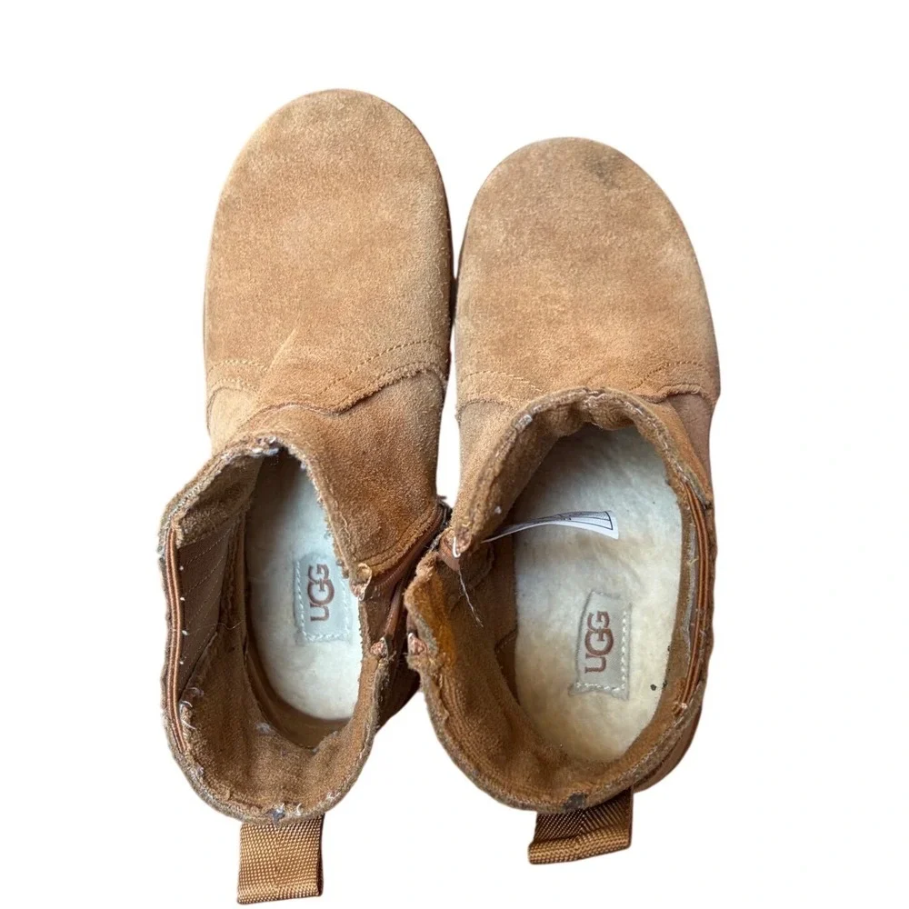 UGG Kids Keelan Suede Ankle Boots‎ Chestnut Tan Zipper 1120955T Size 10 Toddler